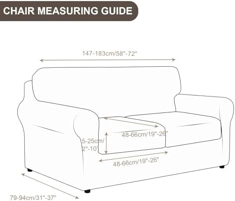SearchI Stretch Sofa Cover Couch Cover, 3 Pieces Loveseat Slipcover with 2 Separate Cushion Cover, Washable Furniture Protector for Living Room(Loveseat, Silver Black)
