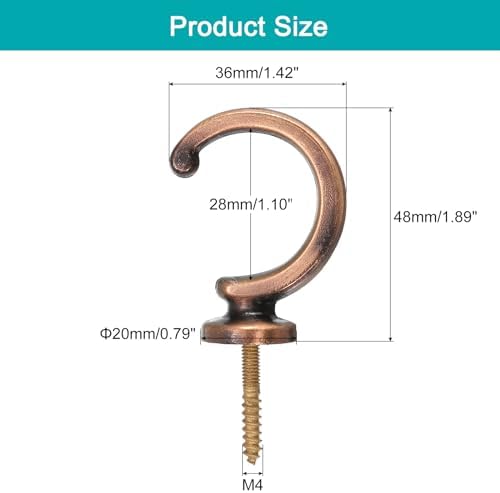 uxcell 2Pcs Curtain Holdback, Aluminum Alloy Wall Mounted Curtain Holders Drapery Tieback Hooks for Living Room Bedroom Office (Copper)