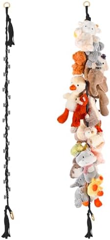 CERETIA 80" Stuffed Animal Organizer Chain, Wall Corner Storage, Black