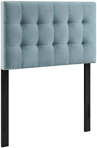 Modway Lily Biscuit Tufted Twin Performance Velvet Headboard, Light Blue