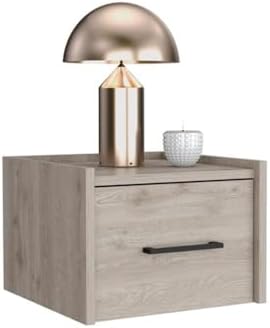 DEPOT E-SHOP 59" Yorktown Floating Nightstand, Space-Saving Design with Handy Drawer and Surface, Light Gray – Bedside Nightstand with Storage for Bedroom Beside Tables & Small Spaces