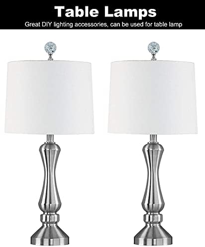 Crystal Lamp Finials with Crackle Ball Design and Silver Lamp Screw Knob Base, Lamp Topper Decorative for Table and Floor Lamp Shade Top (Silver)