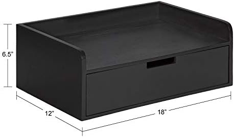 Kate and Laurel Kitt Modern Floating Wall Shelf Side Table with Drawer, 18" x 12" x 6.5", Black