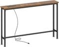 SUPERJARE 39.4 inch Narrow Behind Couch Table with Charging Stations