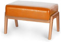 15inch Ottoman Foot Rest, Leatherette Ottoman Bench, Modern Accent Sofa Stool Foot Stool for Accent Chair, Walnut Wood Frame & Thickness Cushion, Yellowish