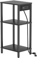 Tall Side Table with Charging Station, 30 Inch Tall End Tables Living Room