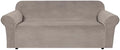 H.VERSAILTEX Stretch Velvet Sofa Covers for 3 Cushion Couch Covers Furniture Protector Soft with Non Slip Elastic Bottom, Crafted from Thick Comfy Rich Velour (Large Sofa 90"-97", Taupe)