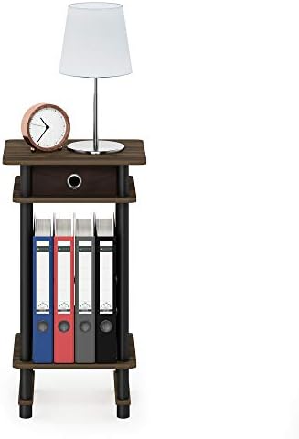 Furinno Turn-N-Tube Tall End Table, Columbia Walnut/Black/Dark Brown