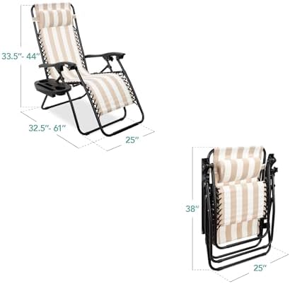 Best Choice Products Zero Gravity Chair Recliner, Tan Striped