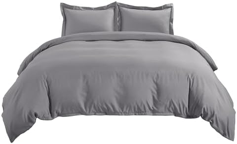 Bedsure Duvet Cover Queen Size, Soft Double Brushed Bedding Set, 3Pcs, Grey
