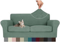 MAXIJIN 3 Piece Couch Covers for 2 Cushion Couch loveseat Cover, Stretch Love Seat Sofa Slipcovers for Dogs Pet, Thick Furniture Protector with 2 Seat Cushion (55"-69", Pea Green)