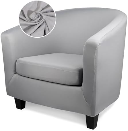 Barrel Chair Covers Slipcover, 2 Piece Tub Club Chair Armchair Slipcover with Chair Cushion Cover, Soft Stretch Stylish Furniture Protector Washable Washable for Living Room Office Hotel