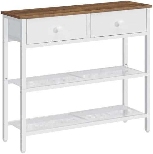 HOOBRO 29.5" Narrow Console Table with 2 Fabric Drawers, Small Sofa Table