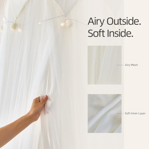 Princess Bed Canopy for Girls with Star Lights
