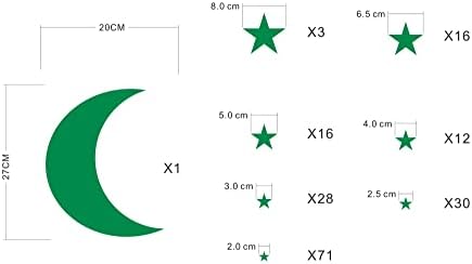 Moon and Stars Wall Decal Vinyl Sticker for Kids Boy Girls Baby Room Decoration Good Night Nursery Wall Decor Home House Bedroom Design YMX16 (Green)