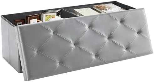 DUMOS 43 Inch Folding Storage Ottoman Bench, Large Ottoman with Storage