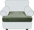 T Cushion Chair Cover Leather-Look 1PC Stretch Chair Seat Slipcover for Living Room Individual Armchair Couch Cover Seat Covers with Elastic Bands, Pet-Friendly, Non-Slip - Army Green