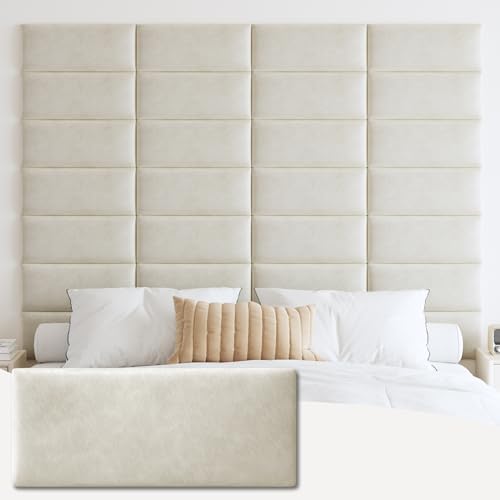IFNOW Wall Mounted Headboard, Peel and Stick Panels, Lvory White, Queen