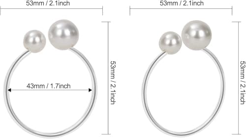 KPOSIYA Pearl Napkin Rings Set of 12 Silver Napkin Holder for Table Decor