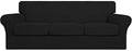 Easy-Going 4 Pieces Stretch Soft Couch Cover for Dogs - Washable Sofa Slipcover for 3 Separate Cushion Couch - Elastic Furniture Protector for Pets, Kids (Sofa, Black) Large