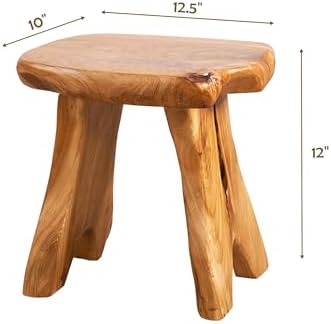 Natural Shape Stump Stool 12.5"x10"x12" Solid Wood Cedar Root End Table Rustic Plant Stand Live Edge Coffee Table Vintage Side Table Living Room Bedroom Accent Outdoor Garden Foot Stool