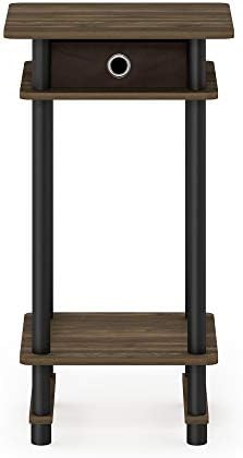 Furinno Turn-N-Tube Tall End Table, Columbia Walnut/Black/Dark Brown