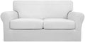Easy-Going 3 Pieces Stretch Soft Couch Cover for Dogs - Washable Sofa Slipcover for 2 Separate Cushion Couch - Elastic Furniture Protector for Pets, Kids (Loveseat, Snow White, Medium)