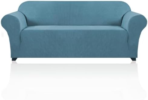 PrinceDeco Stretch Sofa Cover Slipcover 1-Piece, Spandex Jacquard Fabric Universal Couch Cover for 3 Cushion, Washable Non Slip Sofa Cover, Pet Friendly (Large Sofa 90"-100",Storm Blue)