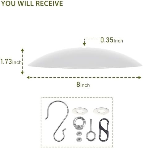 8" Bird Feeder Rain Guard, Hummingbird Feeder Shade Dome Cover, Hanging Baffle for Bird Feeder Pole,Smart Birds Feeder's Umbrella(Translucent),4 Pack