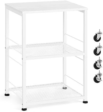 OYEAL White Couch Side Table, Tall Nightstand, Narrow End Table with Wheels