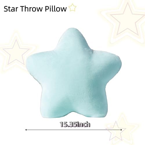 2PCS Star Pillow Set,15.35“ Cute Blue Decorative Throw Pillows for Bed