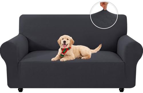XINEAGE Stretch 2 Seater Slipcover, Non-Slip Pet Couch Cover,Dark Gray