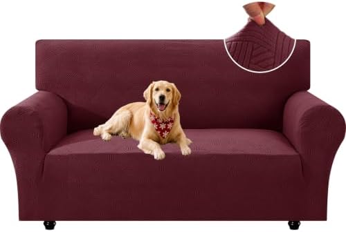 XINEAGE Loveseat Slipcover Pet Friendly, Stretch Couch Cover,Wine Red
