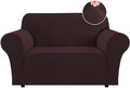 Flamingo P High Stretch Sofa Slipcover Non Slip Loveseat Covers for 2 Cushion Couch Washable Pet Furniture Protector Covers with Elastic Bottom, Thick Jacquard Fabric (Medium, Brown)