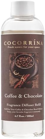COCORRÍNA Reed Diffuser Refill - Coffee & Chocolate 6.7 Oz Reed Diffuser Oil Refill Home Fragrance for Bedroom, Bathroom Home Decor
