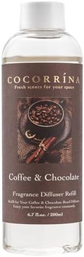 COCORRÍNA Reed Diffuser Refill - Coffee & Chocolate 6.7 Oz Reed Diffuser Oil Refill Home Fragrance for Bedroom, Bathroom Home Decor