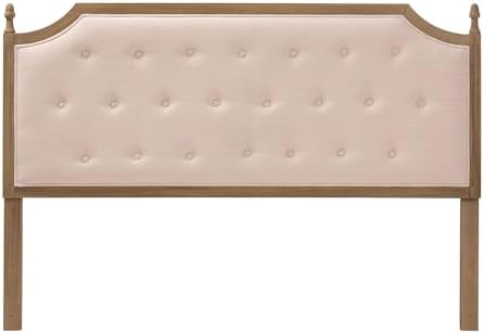 Baxton Studio Lourdes Upholstered Headboard with Solid Wood Frame - Tufted Backrest Panel with Curved Top, Elegant Bedroom Décor, Queen Size