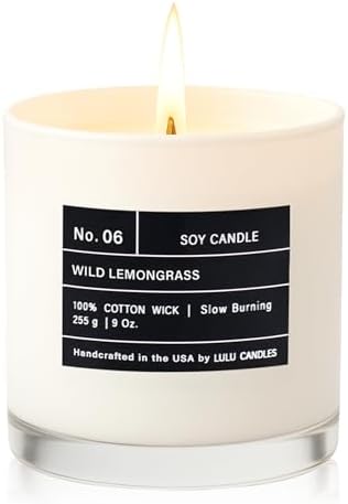 Lulu Candles | Wild Lemongrass | Luxury Scented Soy Jar Candle | Hand Poured in The USA | Highly Scented & Long Lasting (9 Oz.)