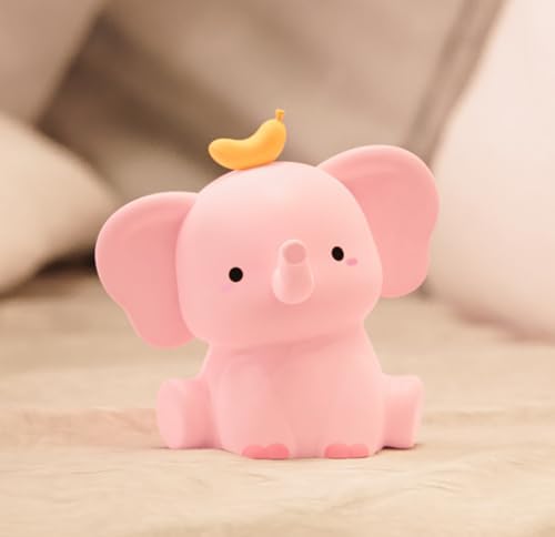 Elephant Night Light for Kids, LED Squishy Animal Night Lamp Rechargeable, Novelty Nursery Lamp Nightlight for Kids, 2 Levels Dimmable Touch Lamp for Bedroom, Home Decor Gifts Stuff for Girls Boys