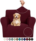 JIVINER Stretch Armchair Slipcovers, 1 Piece Chair Sofa Covers 1 Seater Couch Covers with Elastic Bottom for Kids, Pets (Small, Wine Red Rhomb)