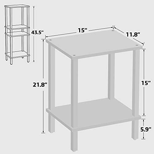 TUTOTAK End Table, Side Table, Nightstand, 2-Tier Storage Shelf