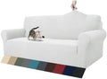 ZNSAYOTX 1 Piece Jacquard Couch Covers for 3 Cushion Couch Living Room High Stretch Sofa Cover Pets Dogs Friendly Anti Slip Thickened Slipcovers Furniture Protector (Large, White)