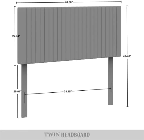 Twin Corduroy Velvet Upholstered Adjustable Headboard, Light Blue