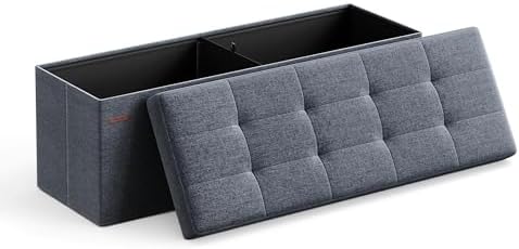 SONGMICS 43.3 Inches Folding Storage Ottoman Bench, Load 660 lb
