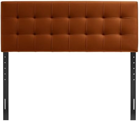 Modway Lily Performance Velvet Full Size Headboard with Biscuit Tufting in Rust - Stain-Resistant Upholstery with Padded Design and 5 Height-Adjustable Mounts