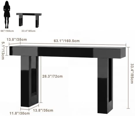 ChooChoo High Gloss 63 Inch Long Console Table with LED Light