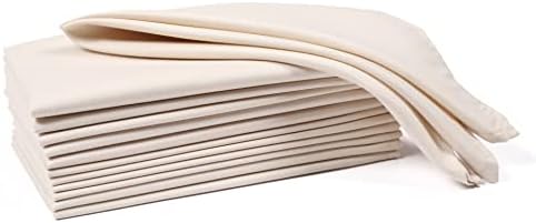Ramanta Home Set of 12 Polyester Cloth Napkins 18x18 Inches, Beige