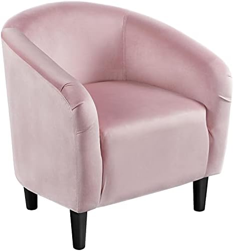 Yaheetech Small 25.5in Wide Velvet Barrel Accent Chair Bedroom, Pink