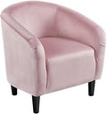 Yaheetech Small 25.5in Wide Velvet Barrel Accent Chair Bedroom, Pink
