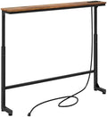 Kitstorack Narrow Console Table Behind Sofa Couch, Design with Adjustable Height (25"-33") & Power Outlets, Small Entryway Table - 5.9" D x39.4 L, Rustic Brown
